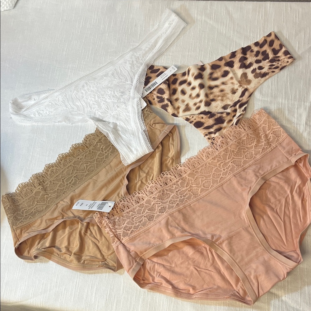 4 Women's Lace and Leopard Print Intimates bundle